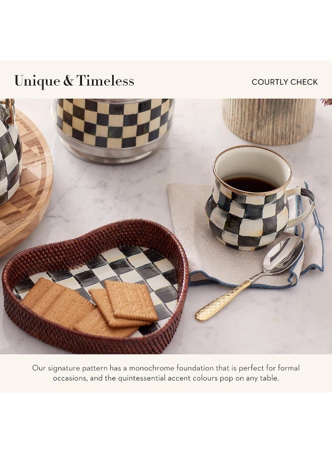 MACKENZIE-CHILDS Enamel Mug, Cute Enamelware Coffee and Tea Mug, Unique Drinkware, 16 Ounces, Black-and-White Courtly Check, Set of 1 - Image 3