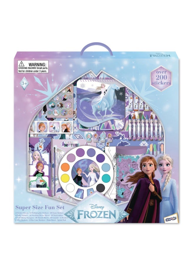 ديزني مجموعة ديزني فروزن الفنية للبنات، مجموعة مرحة كبيرة الحجم مع ملصقات وأقلام تلوين وألوان - أكثر من قطعة للأطفال - Image 1