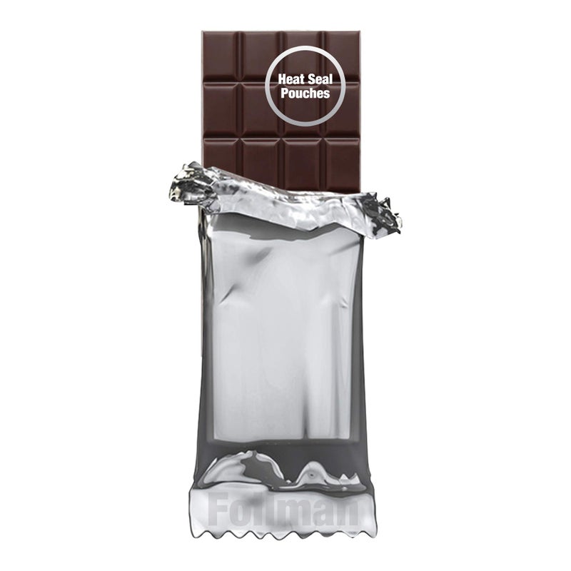 Foilman  Heat Seal Bags Metallized For Chocolate Bar Wrapping With Tear Notches  100 Pack 2 34 x 6 34 Silver