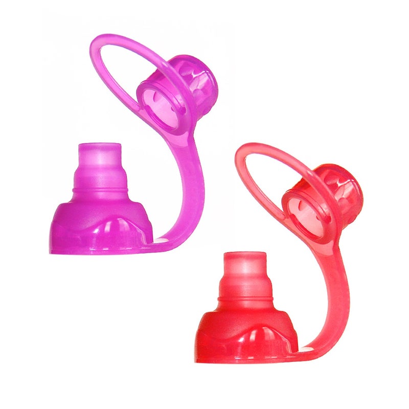 ChooMee SoftSip Food Pouch Top | Baby Led Weaning | No Spill Flow Control Valve, Protects Childs Mouth, 100% Silicone, BPA Free | 2CT Red Purple - Image 1