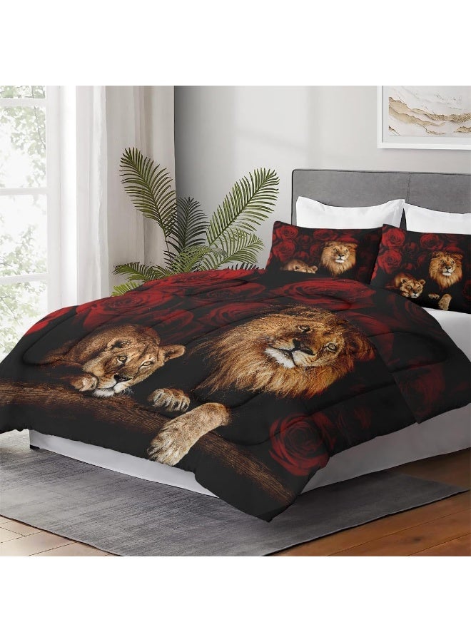 WeCozy Queen Size Comforter Set with 2 Pillowcases, Family Pride King Animal Lion Soft Bedding Set for Kids and Adults Bedroom Bed Decor  - Image 4