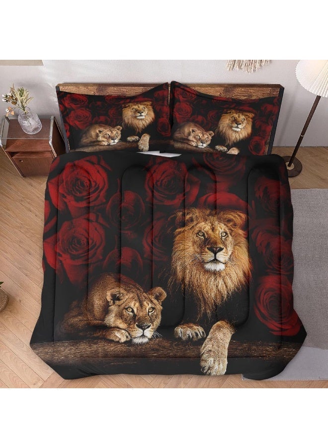 WeCozy Queen Size Comforter Set with 2 Pillowcases, Family Pride King Animal Lion Soft Bedding Set for Kids and Adults Bedroom Bed Decor  - Image 2