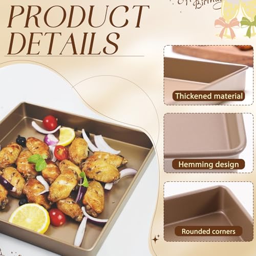 Myyaowl 11 Inch Square Cake Pan, 2 Inch Deep Baking Pan Nonstick Cookie Sheet Brownie Cake Pa Toaster Oven Pans Bakeware, Easy Clean & Food Safe - Send Goods From Local Warehouse - Image 3