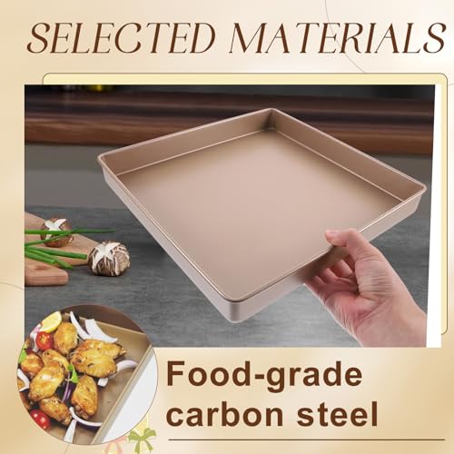 Myyaowl 11 Inch Square Cake Pan, 2 Inch Deep Baking Pan Nonstick Cookie Sheet Brownie Cake Pa Toaster Oven Pans Bakeware, Easy Clean & Food Safe - Send Goods From Local Warehouse - Image 4