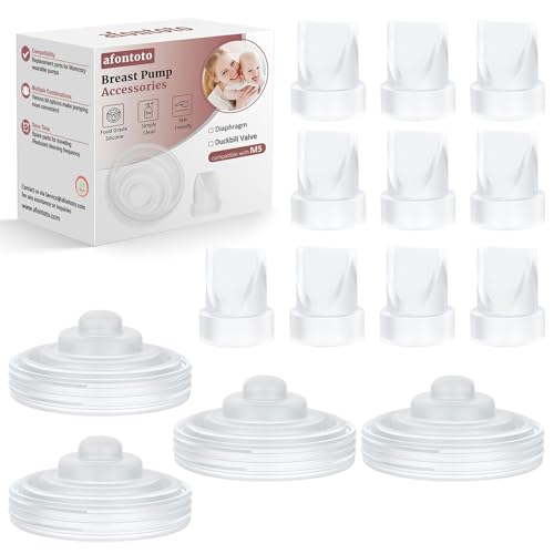 afontoto 14PCS Breast Pump Parts, 10Pack Silicone Duckbill Valve & 4Pack Silicone Diaphragm Compatible with Momcozy M5 Wearable Breastpump, M5 Breast Pumps Replacement Accessories Breastfeeding Essentials Kit - Image 1