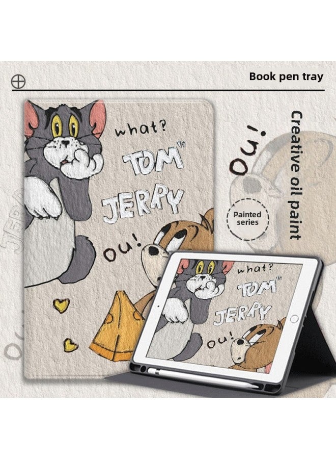 Ipad Protective Cover 2021 For Apple 10 Generation Flat Air2 Anti-fall Ipad9/8 Silicone 6 Transparent 5 Shell Air-Color: Antique White Cat And Mouse-Applicable Models:Ipad Pro 2018 Version Full Screen( 11inch )  - Image 1