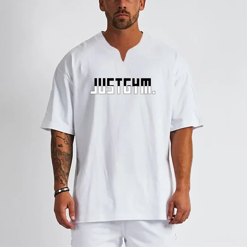 Sports short-sleeved men''s T-shirt loose fashion brand drop-shoulder sleeve training muscle iron summer thin ins foreign trade cross-border - Image 3