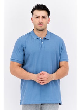 LEE Men Regular Fit Embroidered Logo Short Sleeves Polo, Slate Blue  - Image 1
