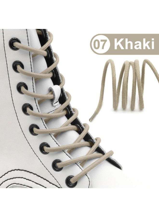 YFINE Waxed Round Shoe Laces: 2 Pairs Wax Oxford Shoelaces for Dress Shoes Boots, 07 Khaki, 24 inch (60CM) - Image 3
