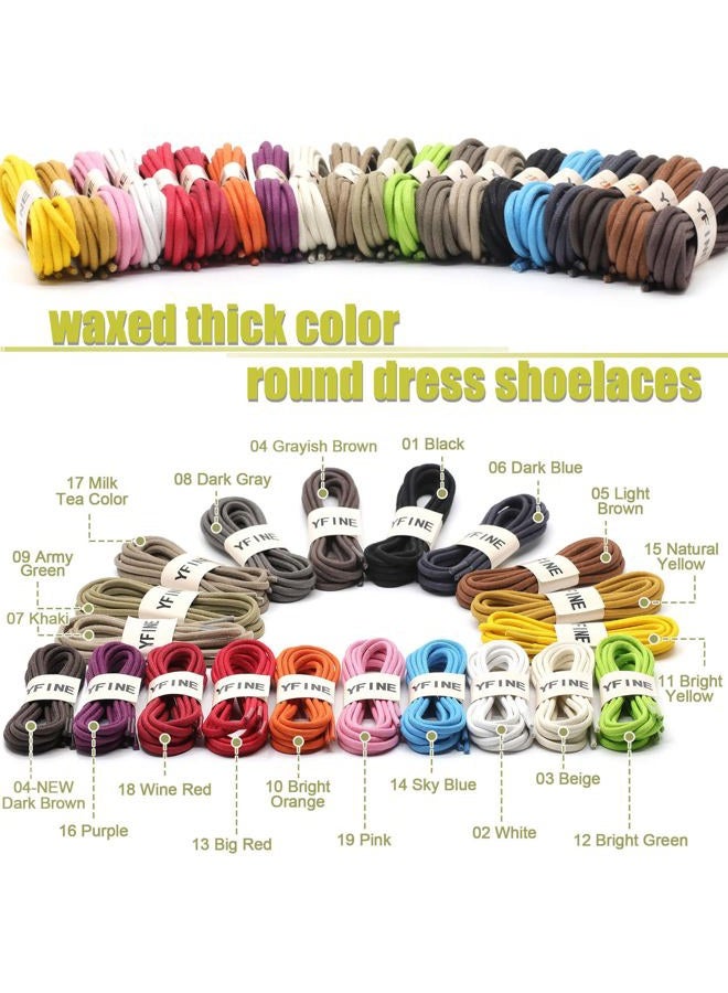 YFINE Waxed Round Shoe Laces: 2 Pairs Wax Oxford Shoelaces for Dress Shoes Boots, 07 Khaki, 24 inch (60CM) - Image 5
