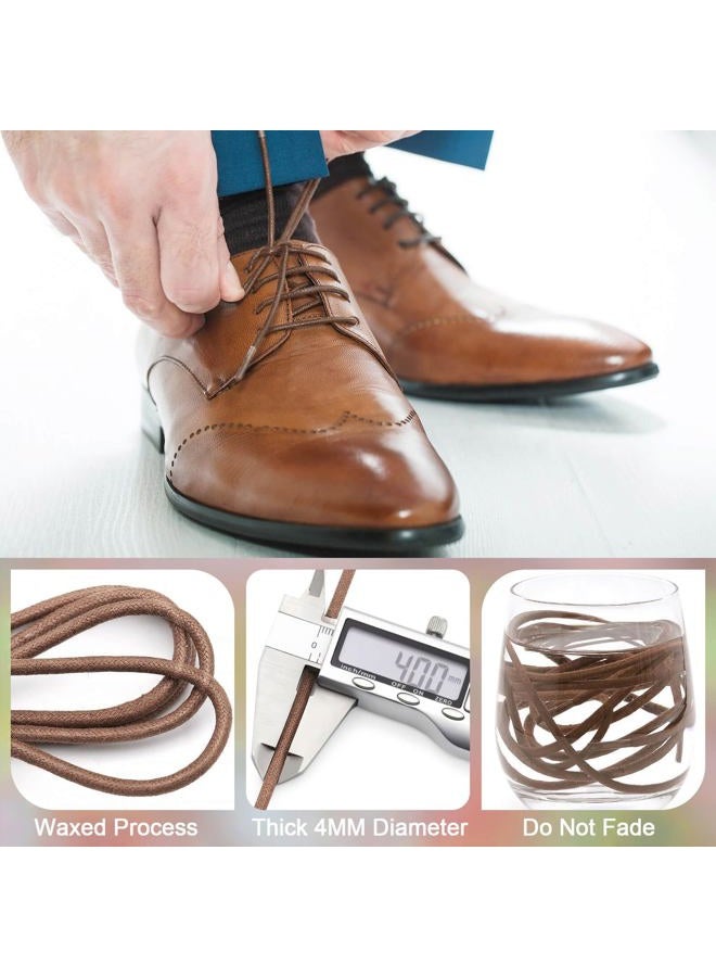 YFINE Waxed Round Shoe Laces: 2 Pairs Wax Oxford Shoelaces for Dress Shoes Boots, 07 Khaki, 24 inch (60CM) - Image 4