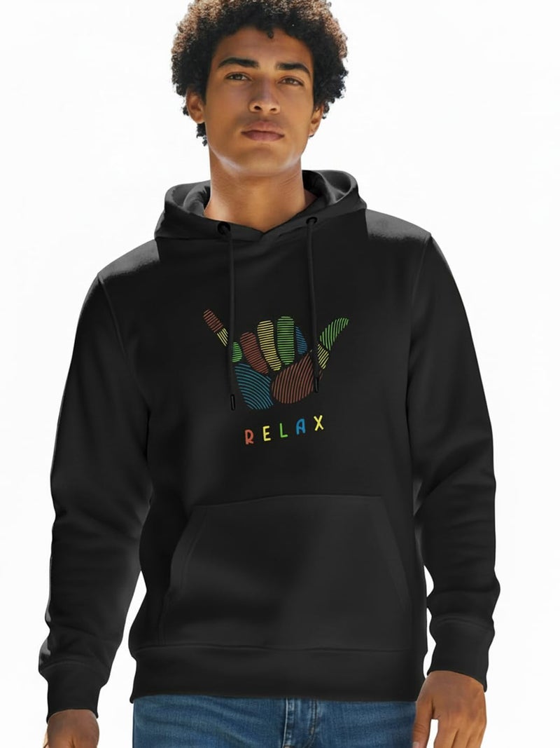 Bewakoof Men's Graphic Print Regular Fit Full Sleeve Fleece Hoodies Black - Image 1
