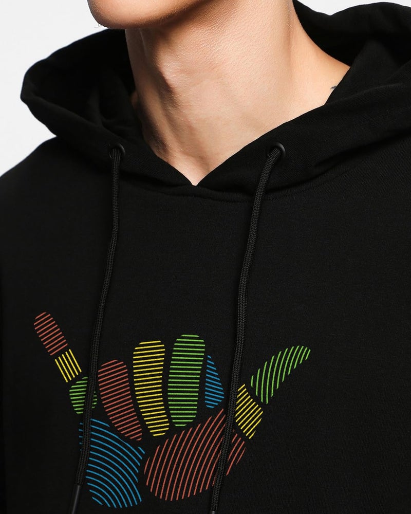 Bewakoof Men's Graphic Print Regular Fit Full Sleeve Fleece Hoodies Black - Image 5