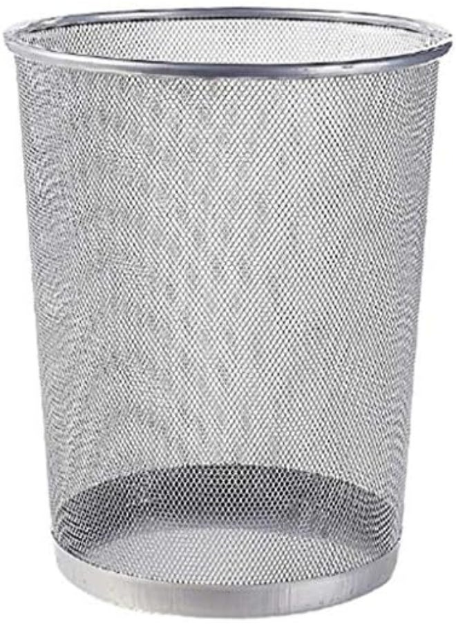 AKDC - Showay Trash Can Circular Mesh Bin Waste Paper Basket，Trash Can Circular Metal Mesh Waste Paper Bin Lightweight (Color : Silver) - Image 1