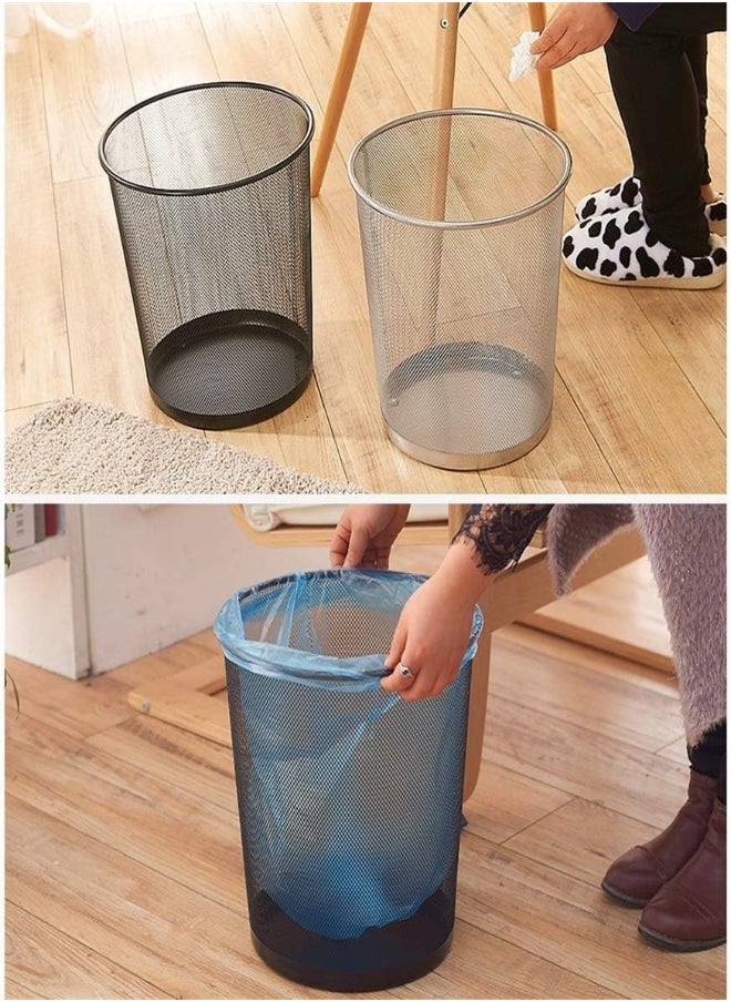 AKDC - Showay Trash Can Circular Mesh Bin Waste Paper Basket，Trash Can Circular Metal Mesh Waste Paper Bin Lightweight (Color : Silver) - Image 1