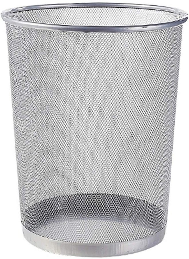 AKDC - Showay Trash Can Circular Mesh Bin Waste Paper Basket，Trash Can Circular Metal Mesh Waste Paper Bin Lightweight (Color : Silver) - Image 1