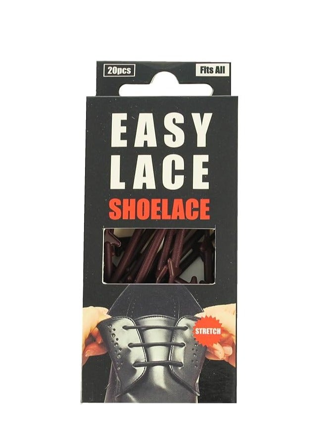 Easy Lace Rounded Silicone Laces Brown No Tie Office School Work Formal Shoes - Image 2