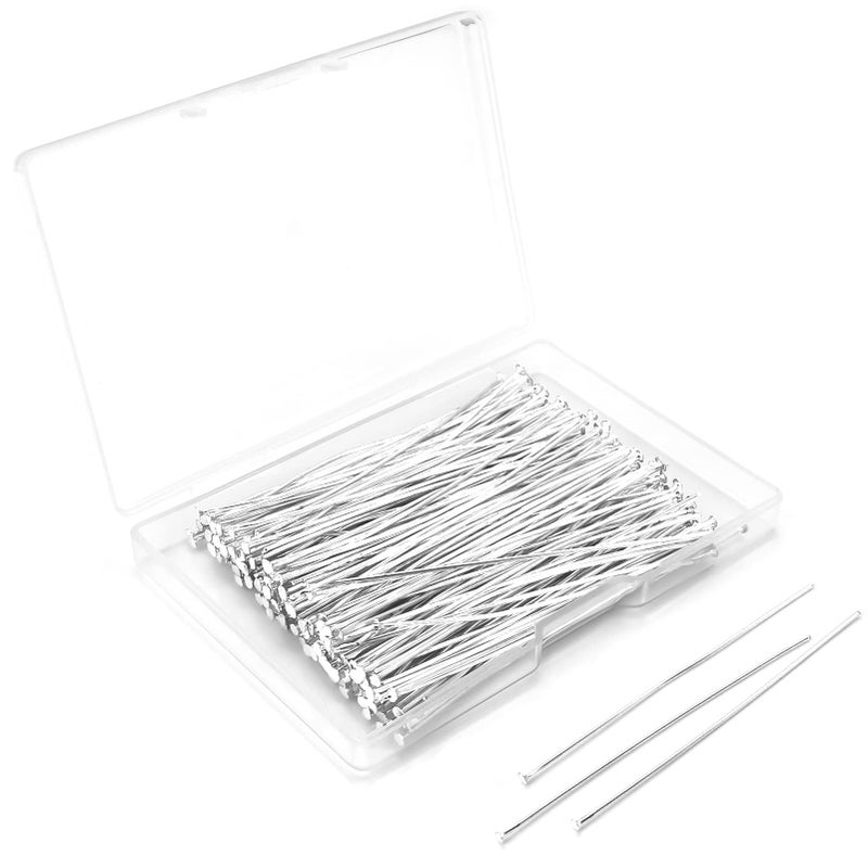 Yumttero 200 Pcs 70mm276 Inch 21 Gauge Straight Head Pins for Craft Earring Bracelet Necklace Pendant DIY Jewelry Making Silver Color