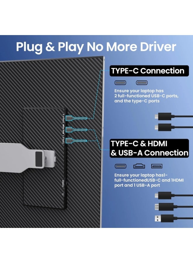15.6'' Portable Triple Monitor for Laptops – FHD IPS Ultra-Thin Screen Extender, 360° Rotating, Detachable & Foldable Stand, Compatible with Mac/Windows/Chrome, Ideal for Multitasking & Productivity - Image 4