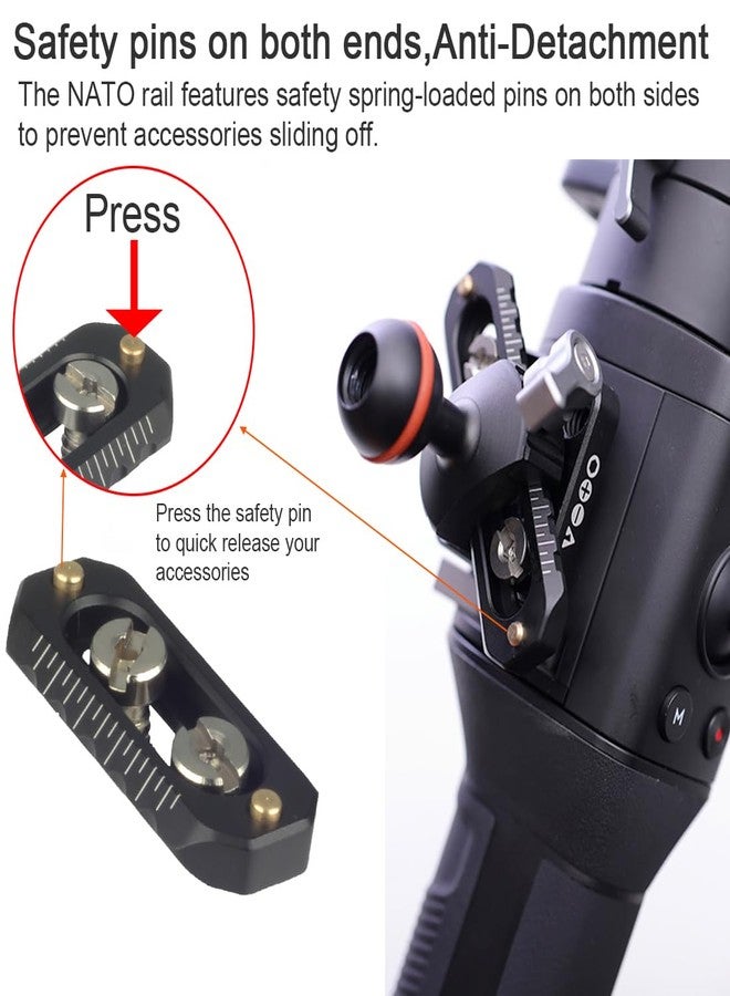 DEKEENSTAR Mini Low-Profile Quick Release NATO Rail with 1/4'' Screws and Safety Pins 46mm/2inches Long for Camera Cage Monitor Mount NATO Clamp Top Handle Side Handle - Image 4