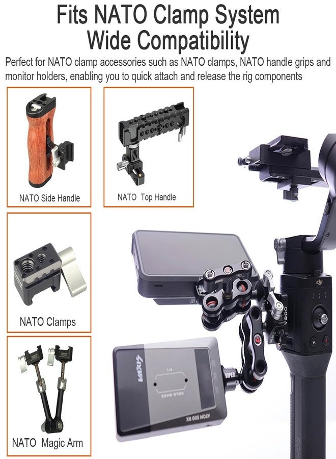 DEKEENSTAR Mini Low-Profile Quick Release NATO Rail with 1/4'' Screws and Safety Pins 46mm/2inches Long for Camera Cage Monitor Mount NATO Clamp Top Handle Side Handle - Image 5
