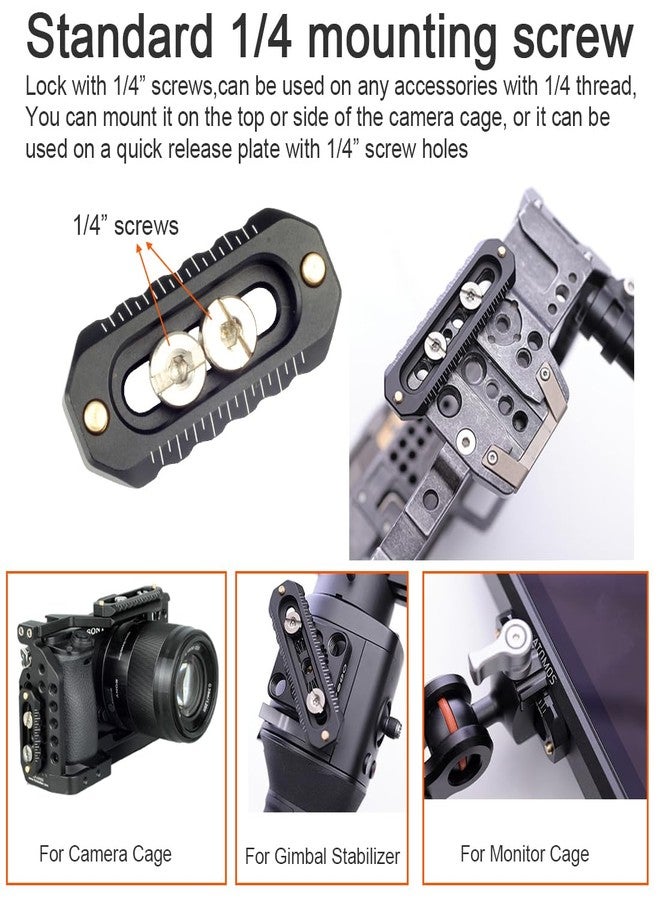 DEKEENSTAR Mini Low-Profile Quick Release NATO Rail with 1/4'' Screws and Safety Pins 46mm/2inches Long for Camera Cage Monitor Mount NATO Clamp Top Handle Side Handle - Image 2