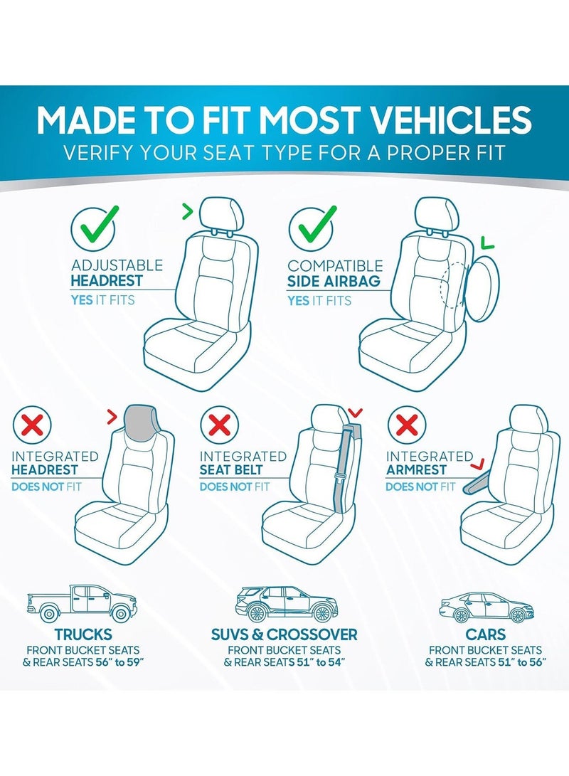 Full Set Universal Car Seat Covers, Airbag Compatible Breathable Poly Fabric With Foam Backing, Adjustable Headrest, Foldable Split Rear Bench, Dust Stain Resistant, Easy Install, Fits Cars SUV Pickups - Image 2