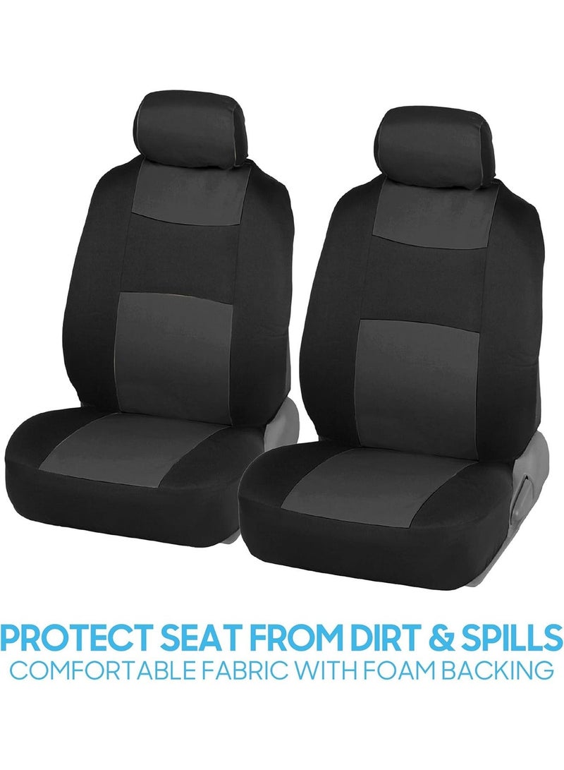Full Set Universal Car Seat Covers, Airbag Compatible Breathable Poly Fabric With Foam Backing, Adjustable Headrest, Foldable Split Rear Bench, Dust Stain Resistant, Easy Install, Fits Cars SUV Pickups - Image 3