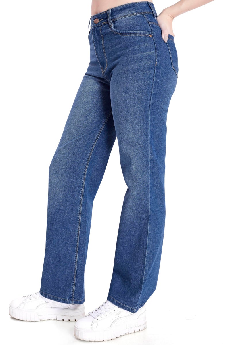 DIVISIVE Women's Loose Fit Wide Leg Denim Jeans (DWJ14_28_Stone) - Image 3