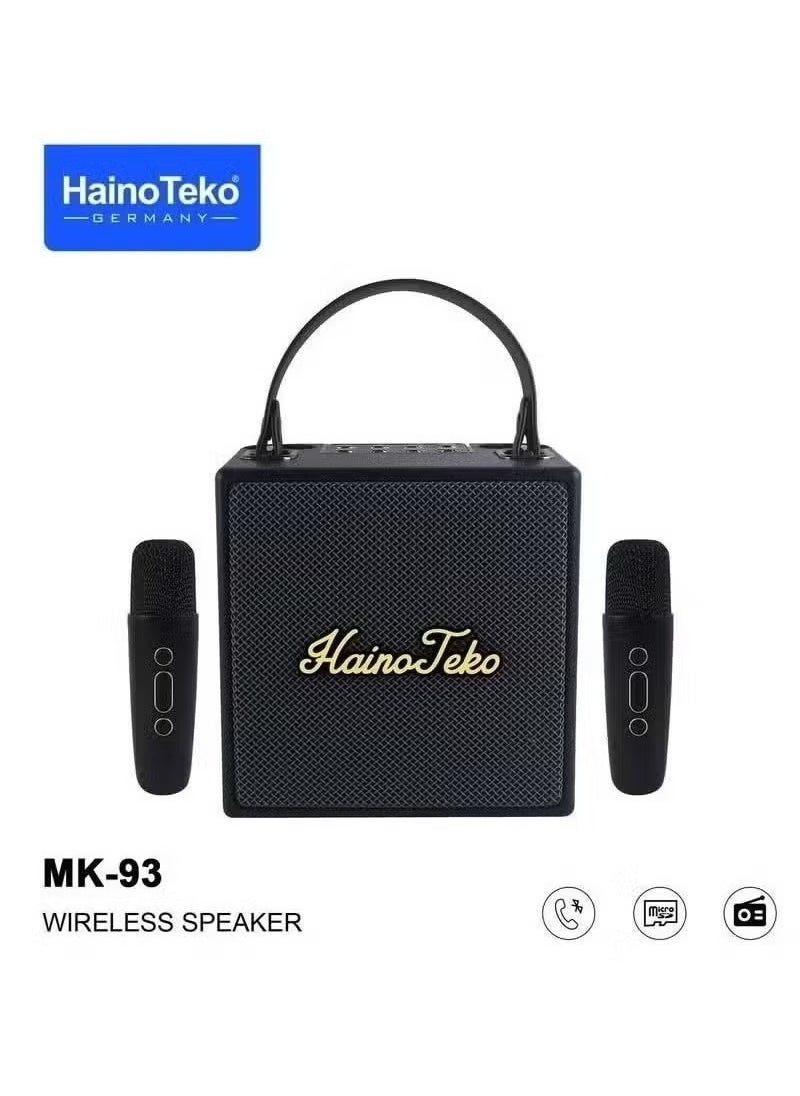 Haino Teko MK93 Waterproof Bluetooth Speaker with Dual Wireless Mics, Superior Sound, Karaoke Mode, and Rugged Splash-Proof Build for Ultimate Indoor & Outdoor Fun  - Image 1
