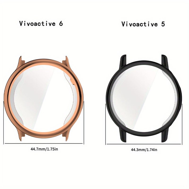 Electroplated TPU Full Coverage Screen Protector Vivoactive 5 Watch Case Midnight Blue Scratch Resistant Slim Fit Protective Cover For Men Women - Image 2