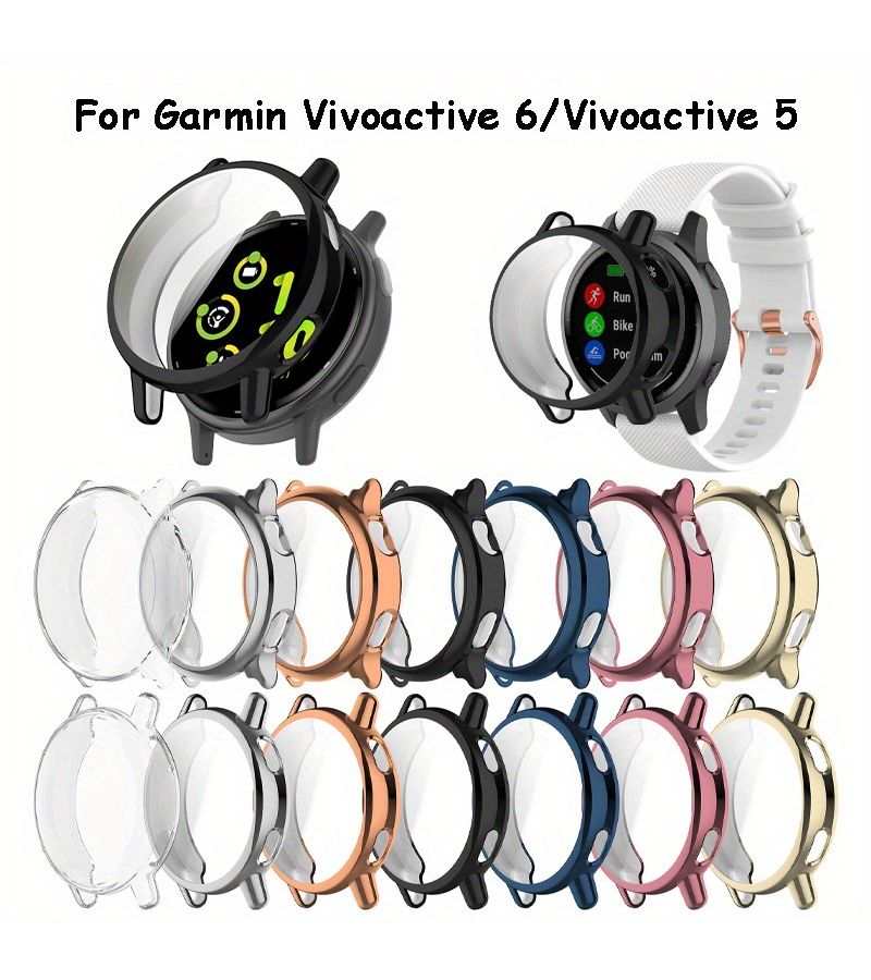 Electroplated TPU Full Coverage Screen Protector Vivoactive 5 Watch Case Midnight Blue Scratch Resistant Slim Fit Protective Cover For Men Women - Image 1