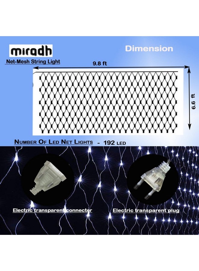 MIRADH Led Net Mesh String Lights-Diwali Lights,Led Lights For Home Decoration 9.8Ft X 6.6Ft 192 Leds 8 Modes (3X2M White)(Pvc),1 meters - Image 4