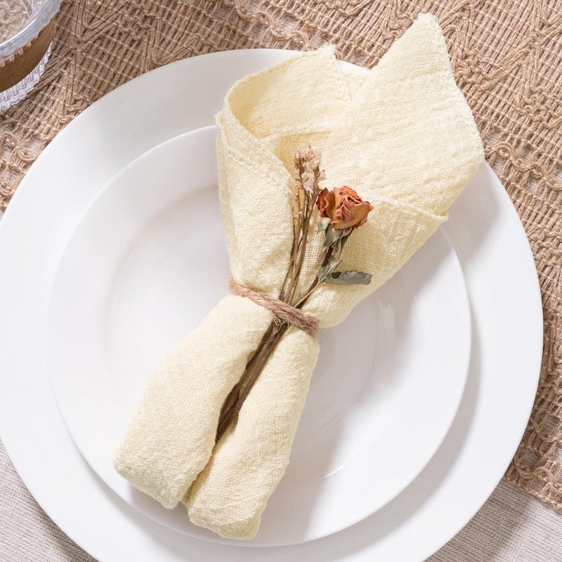 MLMW Beige Cream Napkins Cloth Set of 10 Summer Linen Dinner Napkins Cloth Bulk Washable 165165 for Wedding Party Baby Bridal Shower Birthday Table Decorations - Image 4