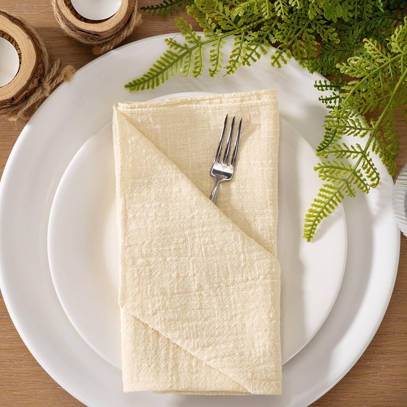 MLMW Beige Cream Napkins Cloth Set of 10 Summer Linen Dinner Napkins Cloth Bulk Washable 165165 for Wedding Party Baby Bridal Shower Birthday Table Decorations - Image 2