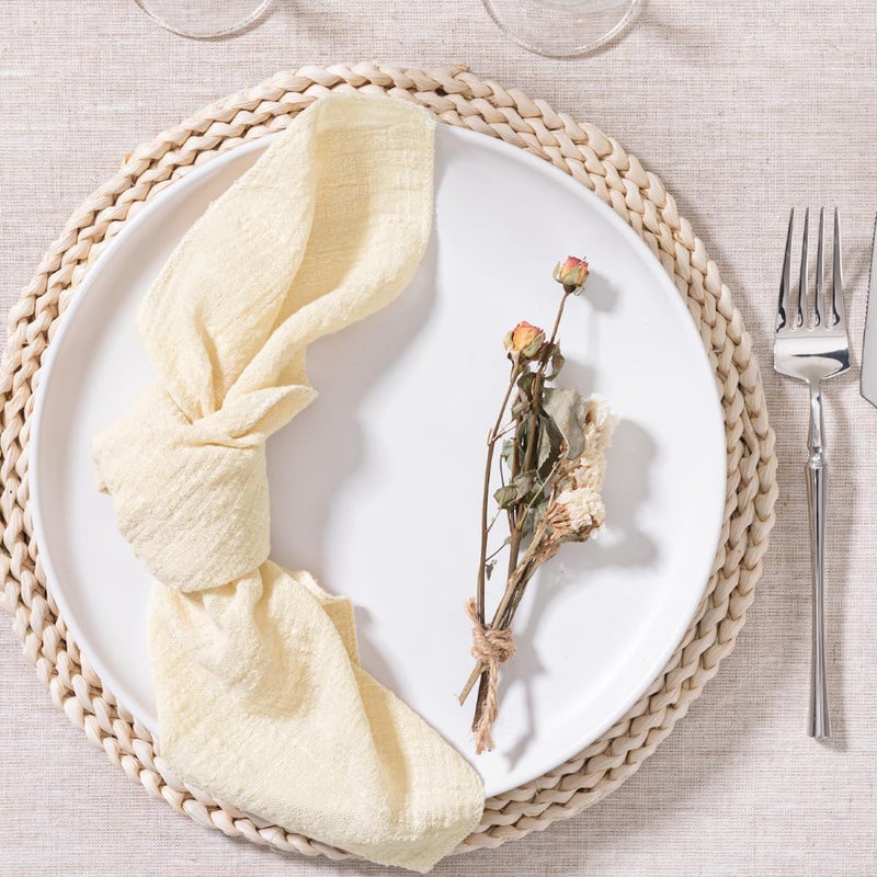 MLMW Beige Cream Napkins Cloth Set of 10 Summer Linen Dinner Napkins Cloth Bulk Washable 165165 for Wedding Party Baby Bridal Shower Birthday Table Decorations - Image 3