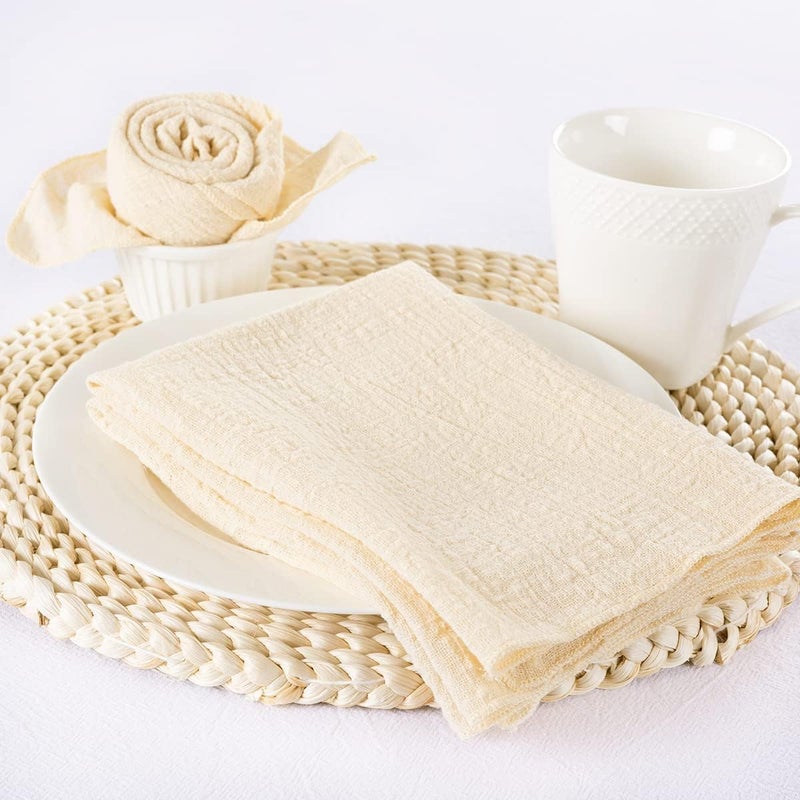 MLMW Beige Cream Napkins Cloth Set of 10 Summer Linen Dinner Napkins Cloth Bulk Washable 165165 for Wedding Party Baby Bridal Shower Birthday Table Decorations - Image 5