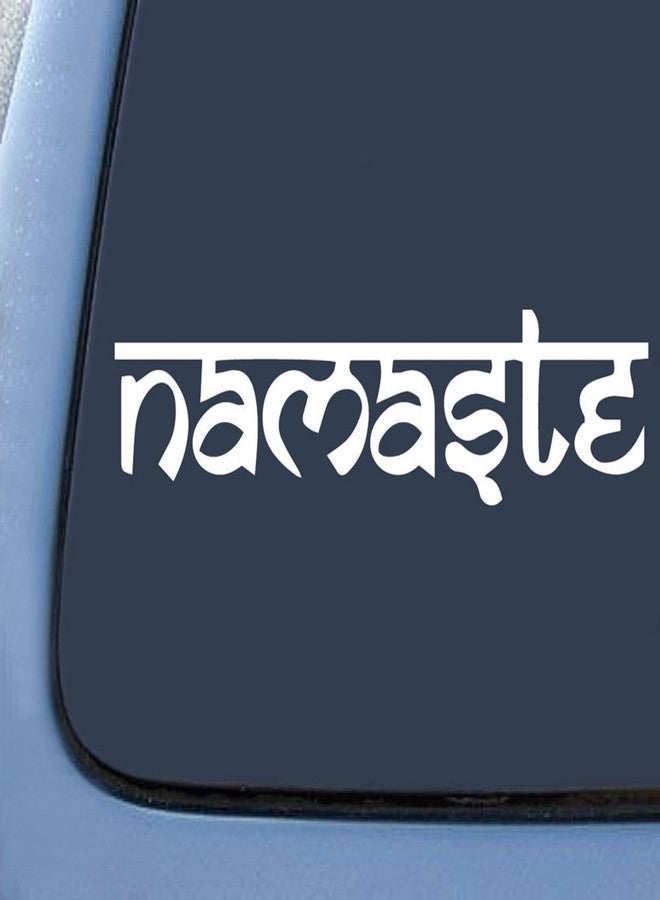 Crawford Graphix Namaste - التبت بوذا - ملصق لاصق للكمبيوتر المحمول للسيارة مقاس 6 بوصات (أبيض)