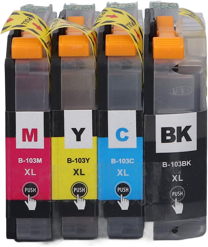 Disposable Color Ink Cartridge Set, Black Cyan Magenta Yellow Ink Cartridges for Clear Printing, Smooth Output with PP Ink Bag, Compatible with Home and Office Printers (LC103) - Image 2