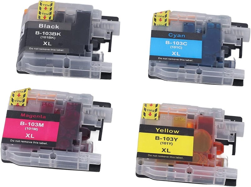 Disposable Color Ink Cartridge Set, Black Cyan Magenta Yellow Ink Cartridges for Clear Printing, Smooth Output with PP Ink Bag, Compatible with Home and Office Printers (LC103) - Image 3
