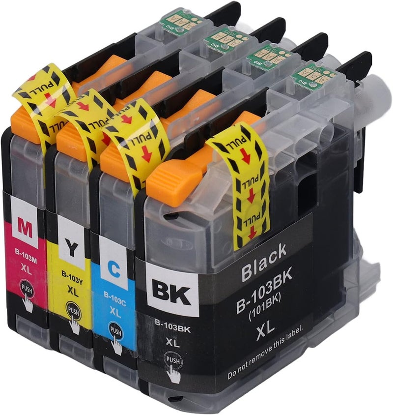 Disposable Color Ink Cartridge Set, Black Cyan Magenta Yellow Ink Cartridges for Clear Printing, Smooth Output with PP Ink Bag, Compatible with Home and Office Printers (LC103) - Image 5