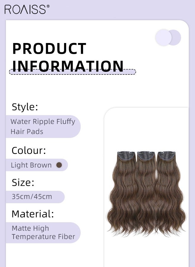 roaiss 3Pcs Clip in Hair Extensions, Invisible Adjustable Long Wavy Synthetic Heat Resistant Hairpieces for Women Girls, Light Brown, 35cm/45cm - Image 3