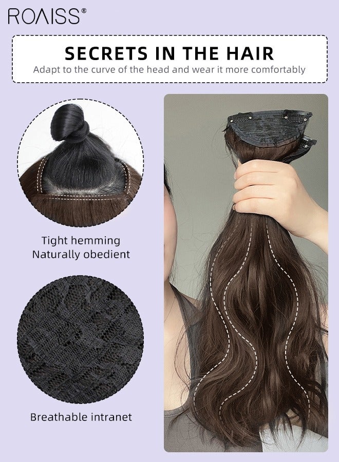 roaiss 3Pcs Clip in Hair Extensions, Invisible Adjustable Long Wavy Synthetic Heat Resistant Hairpieces for Women Girls, Light Brown, 35cm/45cm - Image 4