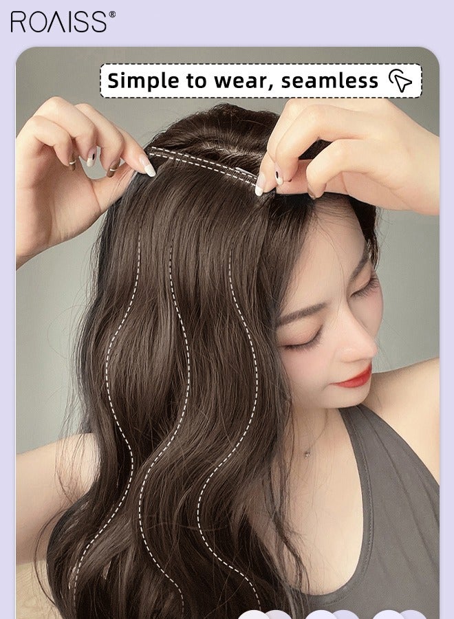 roaiss 3Pcs Clip in Hair Extensions, Invisible Adjustable Long Wavy Synthetic Heat Resistant Hairpieces for Women Girls, Light Brown, 35cm/45cm - Image 5