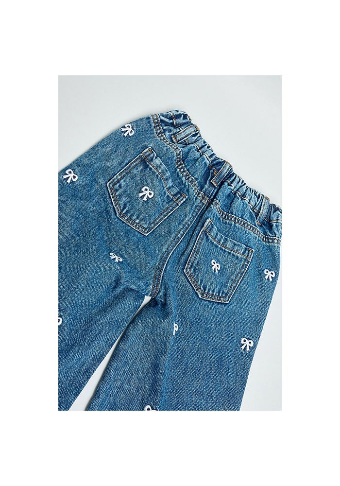R&B Embroidered Wide Leg Jeans with Button Closure - Image 4