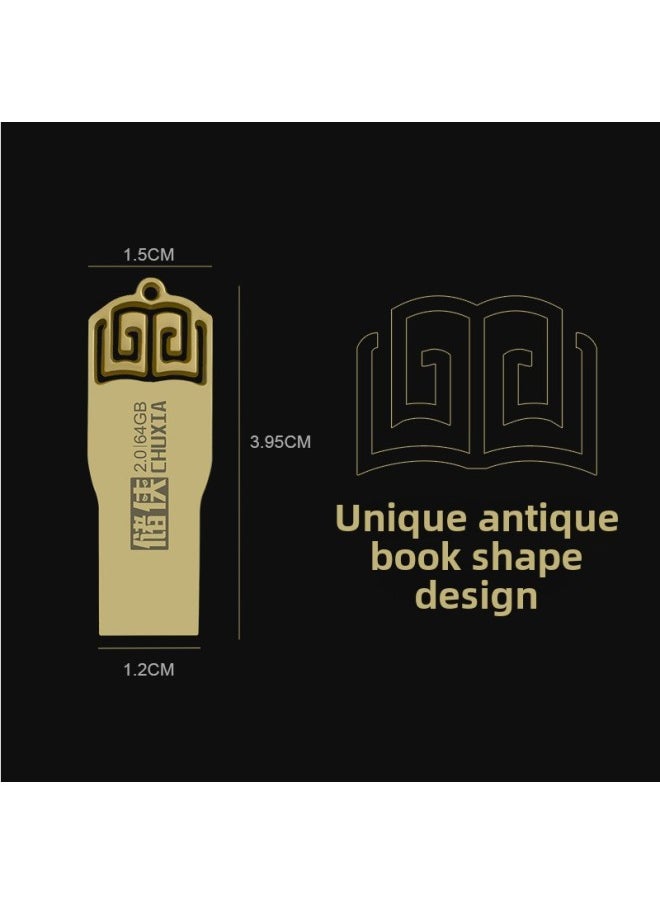 قرص تخزين 64 جيجابايت نظام نقش قرص U عالي السرعة مما يجعل قرص USB للكمبيوتر 128G32g16g8 النمط الصيني Usb3.0-اللون: ذهبي وردي قياسي-السعة: 128 جيجابايت  - Image 3