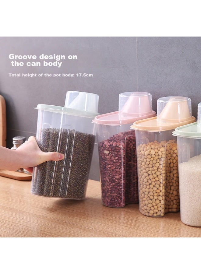 Mengting Rice Container, Multi-grain And Bean Storage Box, Insect-proof And Moisture-proof, Household Rice Jar, Rice Storage, 1.9l, 4-pack - Image 5