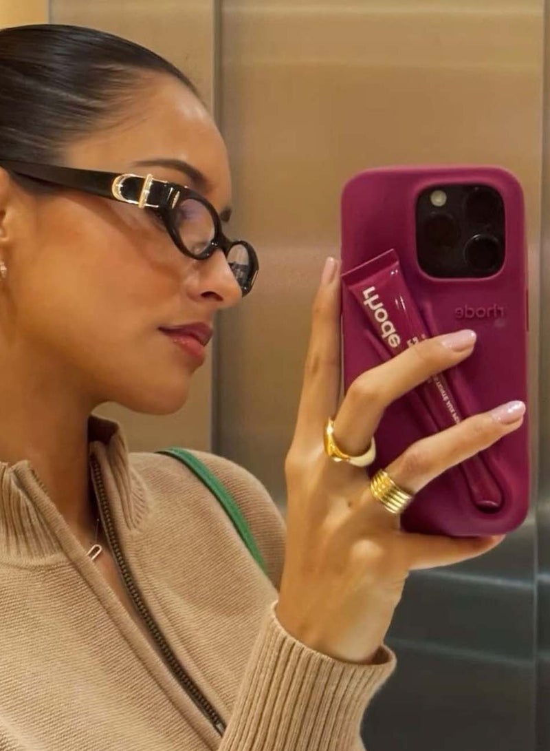 RhodeiPhone 16 plus Phone Case with Lip Gloss ,Silicone Shockproof and Scratch-Resistant Protective Case,Phone Rhode Case with Silicone Lipstick Holder,Applicable to iPhone 16 plus-(Raspberry Jelly) - Image 3