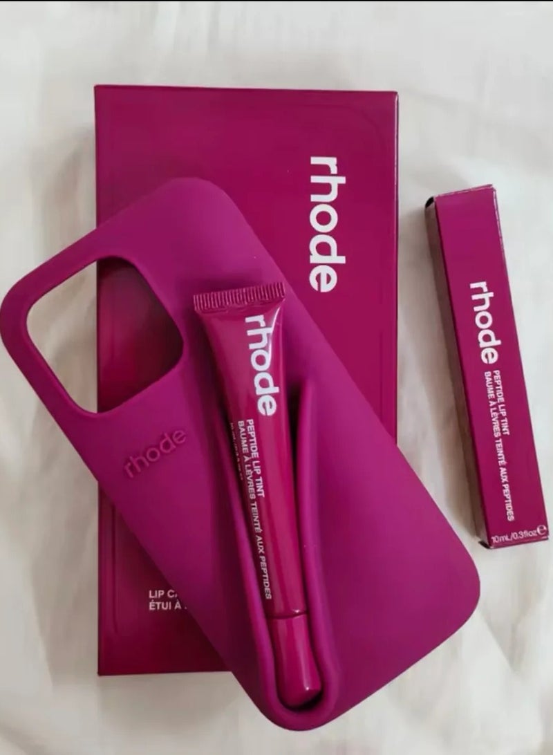 RhodeiPhone 16 plus Phone Case with Lip Gloss ,Silicone Shockproof and Scratch-Resistant Protective Case,Phone Rhode Case with Silicone Lipstick Holder,Applicable to iPhone 16 plus-(Raspberry Jelly) - Image 4