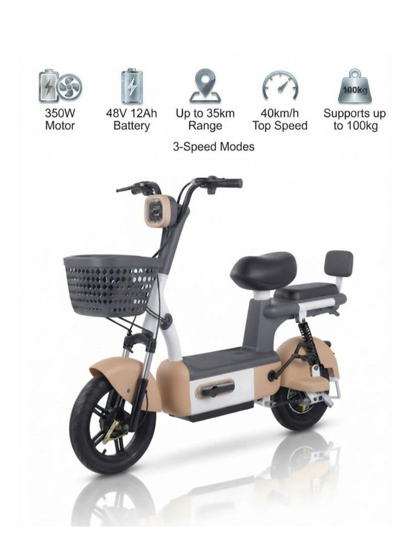 Electric Moped Scooter 350W Motor, 48V 12Ah Battery, 40km/h Top Speed, 35km Range - Image 1